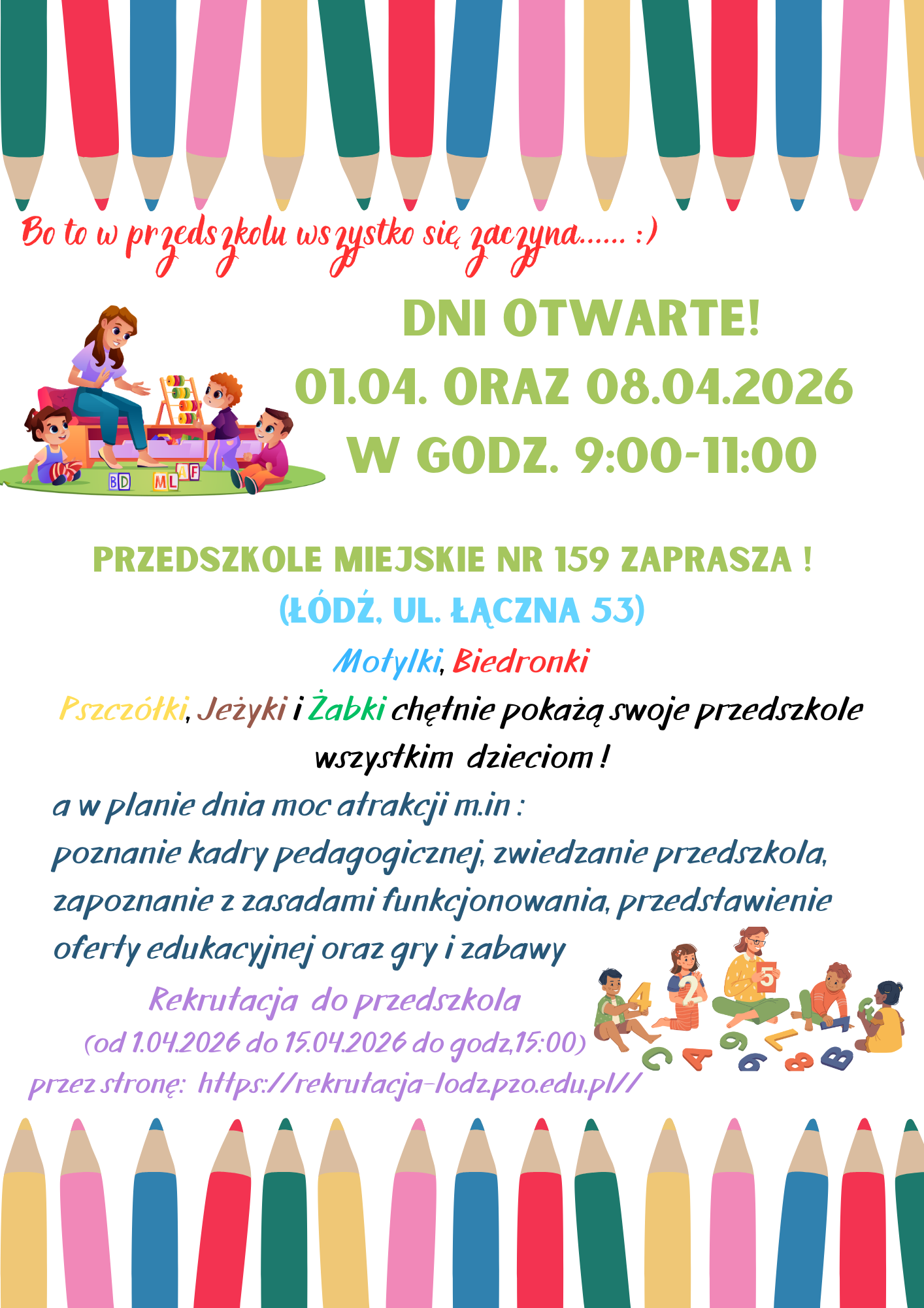Zdjęcie przedstawiające informacje o dniach otwartych w Przedszkolu Miejskim nr 159 w Łodzi